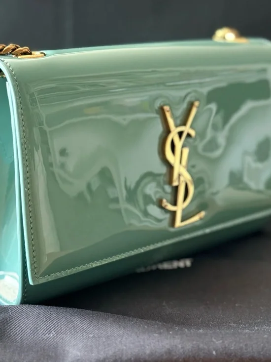 Saint Laurent Mint Green Patent Monogram Crossbody Bag - Picture 7 of 12